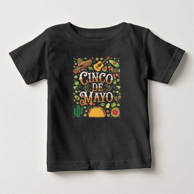 Camiseta Elementos de Festa Divertidos do Cinco De Mayo (Frente)