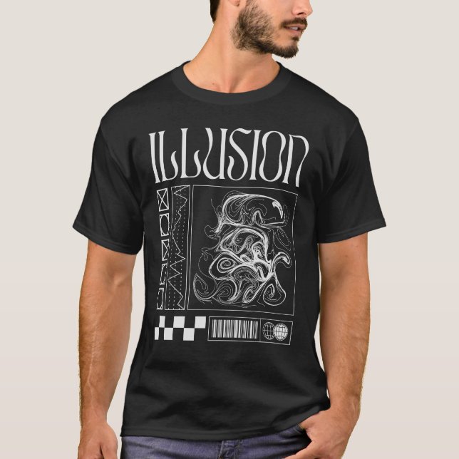 Camiseta Elementos de Trabalho de arte de ilusão (Frente)
