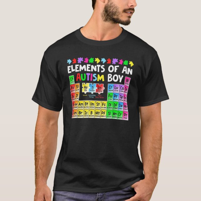 Camiseta Elementos De Um Menino Autista Quebra-Cabeça De Co (Frente)