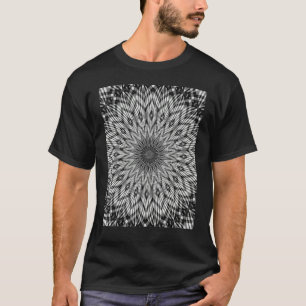 Camiseta Elementos Florais Cinzas de Padrão Monotone Geomét