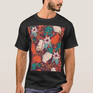 Camiseta Elementos Florais: Desenho Mão Sem Costura.