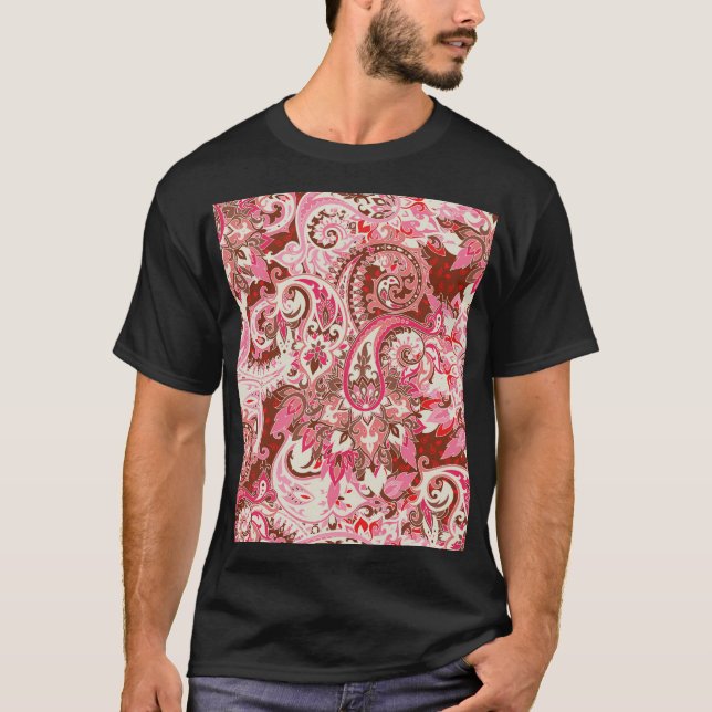 Camiseta Elementos paisley asiáticos, boho vintage. (Frente)