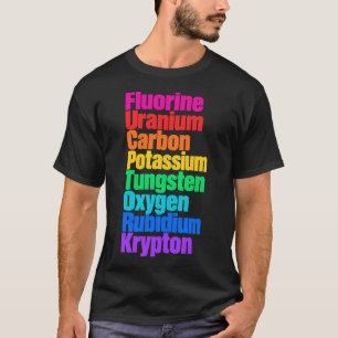 Camiseta Elementos Químicos Coloridos Gráfico Científico
