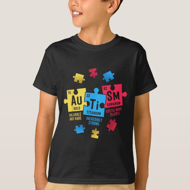 Camiseta Elementos Tabela Periódica ASD Conscientização sob (Frente)