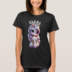 Camiseta Elena Cute Unicorn Design para Meninas Nome Elena