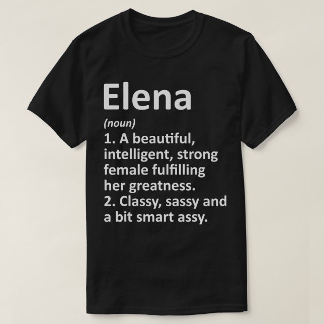 Camiseta ELENA Definição Nome Personalizado Engraçado Natal (Frente do Design)