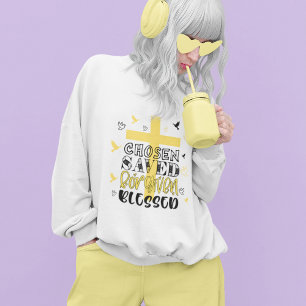 Camiseta Elenco de fé cristã abençoada, amarelo