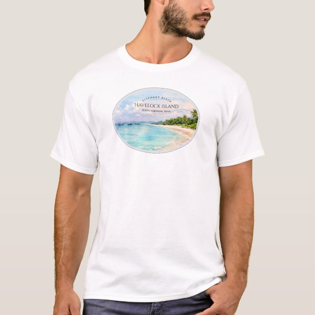 Camiseta Elephant Beach Watercolor – Andaman Keepsake Gift (Frente)
