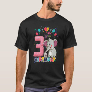 Camiseta Elephant Birthday Girl Princess 3. Aniversário Ele