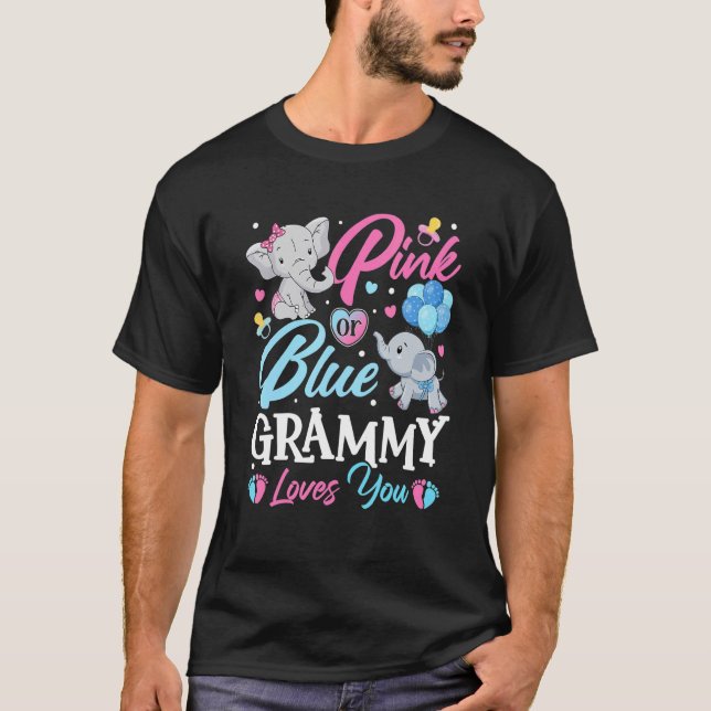 Camiseta Elephant Blue Pink Grammy ama você Gravidez Reve (Frente)