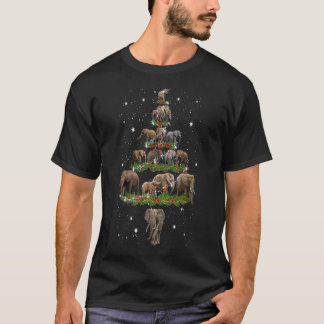 Camiseta Elephant Christmas Tree Lights Xmas Elephant Lover