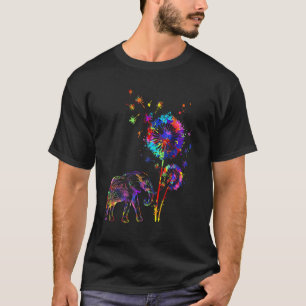 Camiseta Elephant Dandelion Flower Elephant Watercolor