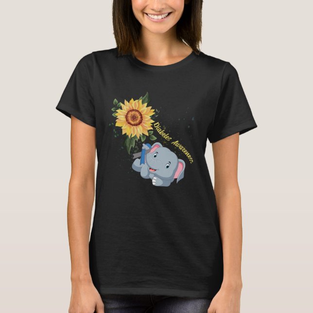 Camiseta Elephant Faith Hope Fight Love Diabetes Awareness (Frente)