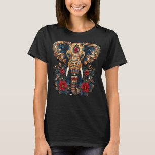 Camiseta Elephant Floral Indian Bohemian Gift