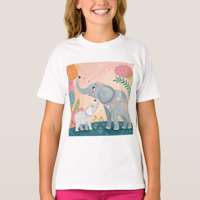 Camiseta Elephant Mom and Baby (Frente)