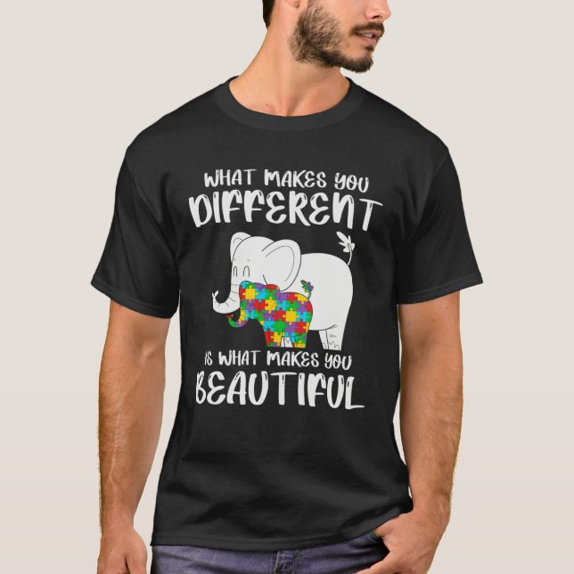 Camiseta Elephant Mom Autism Child Awareness Puzzle Choose  (Frente)
