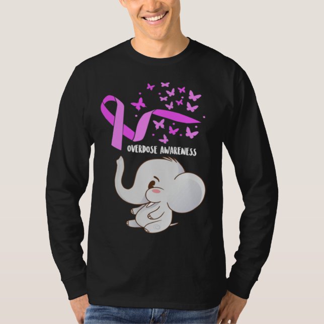 Camiseta Elephant Purpleln Balloons Overdose Awareness Supp (Frente)