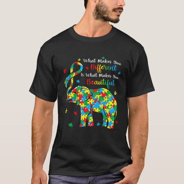 Camiseta Elephant Puzzle What Makes You Different Autism Aw (Frente)