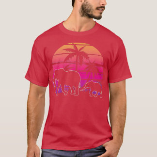 Camiseta Elephant Sunset Island Palm Tree Beach Africa Wild