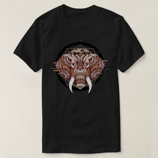 Camiseta Elephant Tribal Indian Elephant Mandala Tribal Art (Frente do Design)