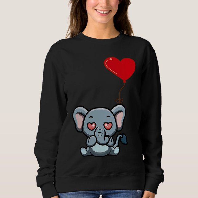 Camiseta Elephant With Heart Balloon Valentines Day Love Bo (Frente)