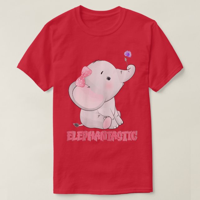 Camiseta Elephantastic Cute Flower Girls Elephant  (Frente do Design)