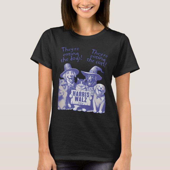 Camiseta Eles estão comendo cães! Eles Estão Comendo Gatos! (Frente)