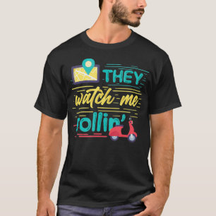 Camiseta Eles me assistem Rolando Pizza Engraçada Entrega C
