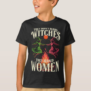 Camiseta Eles não queimaram bruxas rosa e feminista verde H