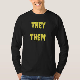 Camiseta Eles Pronomes LGBTQ Goth Amarelo Sinistro Dia das