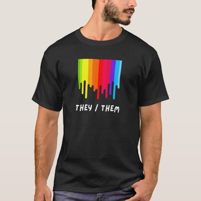 Camiseta Eles São Pronounes Não Binários Orgulho gay Mês Lg (Frente)