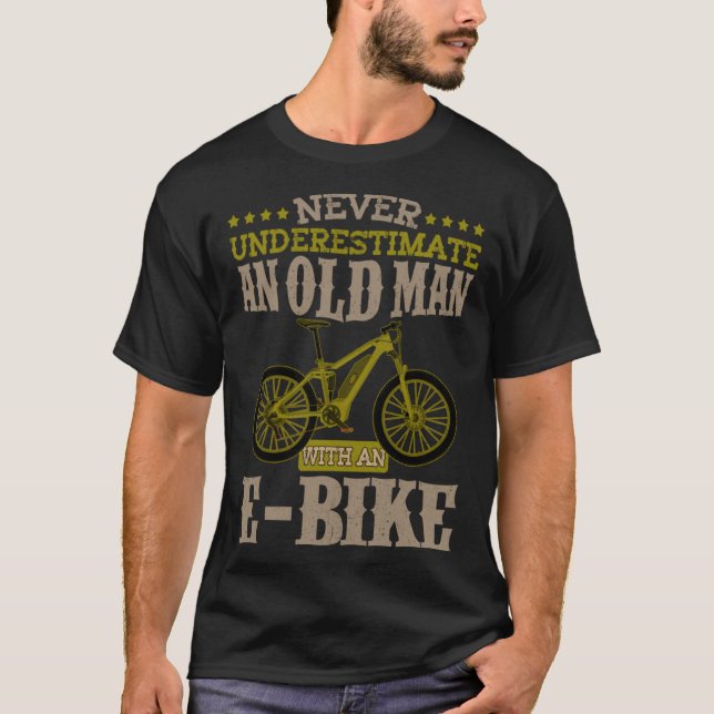 Camiseta Elétrica Bike Old Man With An E Bike (Frente)