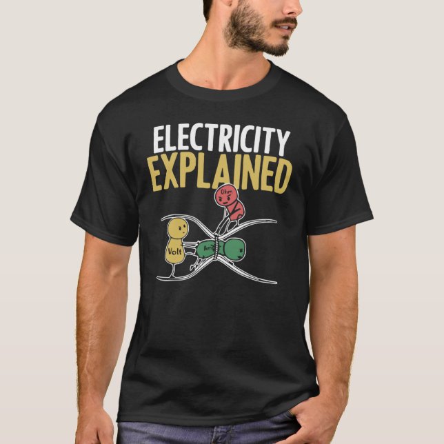 Camiseta Elétrica Explicada Ilustração Eletrônica Chá (Frente)
