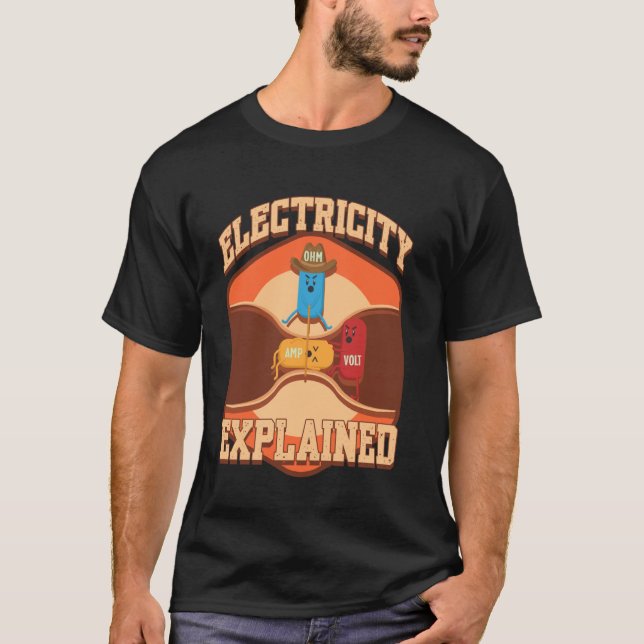 Camiseta Elétrica Explicada Ilustração Eletrônica Chá (Frente)