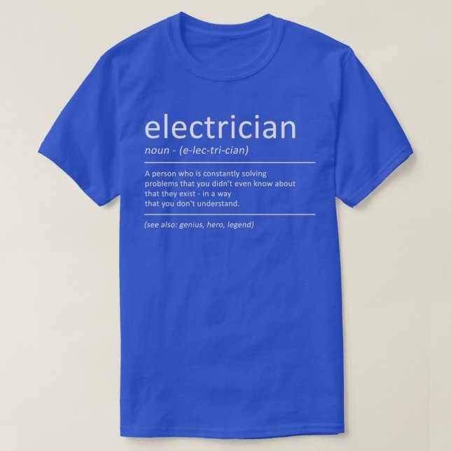 Camiseta Eletricidade de Humor com Definição Funny Eletrôni (Frente do Design)