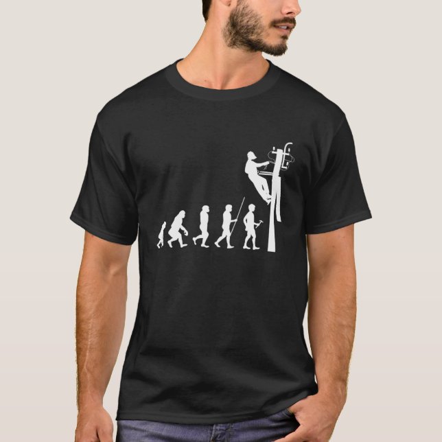 Camiseta Eletricidade e trabalhador em evolução (Frente)