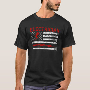Camiseta Eletricidade EUA Flag Voltage Lineman - Cabo do Ci