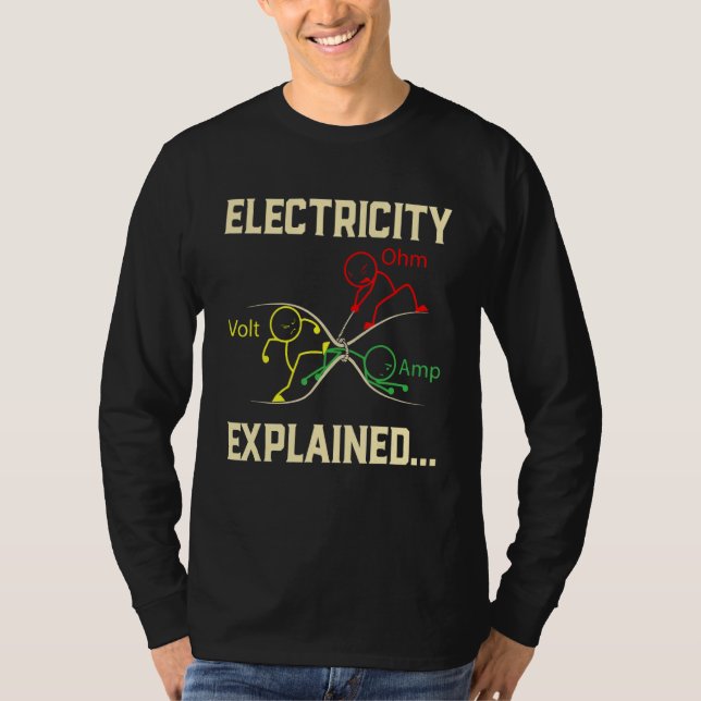 Camiseta Eletricidade Explicada Física Nerd Engraçado (Frente)