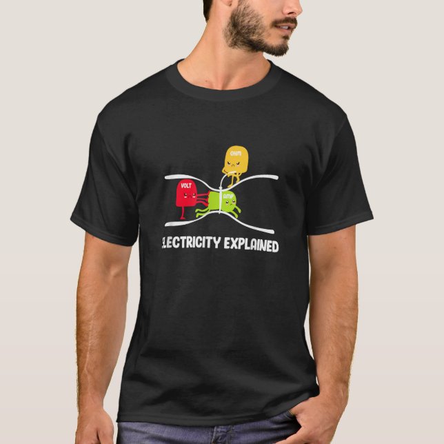 Camiseta Eletricidade Explicada Volt Ohm Amp Funny Electric (Frente)
