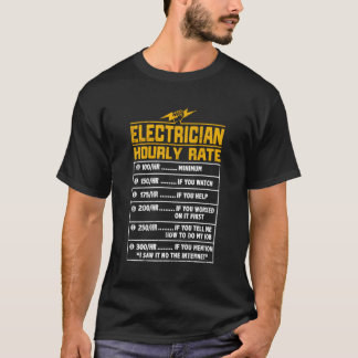 Camiseta Elétrico Engraçado Taxas Horárias Lineman Gift Par