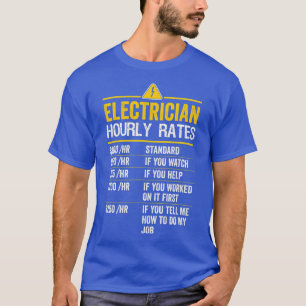 Camiseta Elétrico Engraçado Taxas Horárias Lineman Gift par