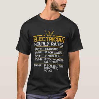 Camiseta Elétrico Engraçado Taxas Horárias Lineman Men Elec