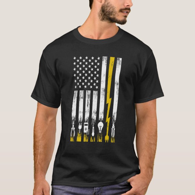 Camiseta Elétrico Men Engenheiro Elétrica Lineman (Frente)