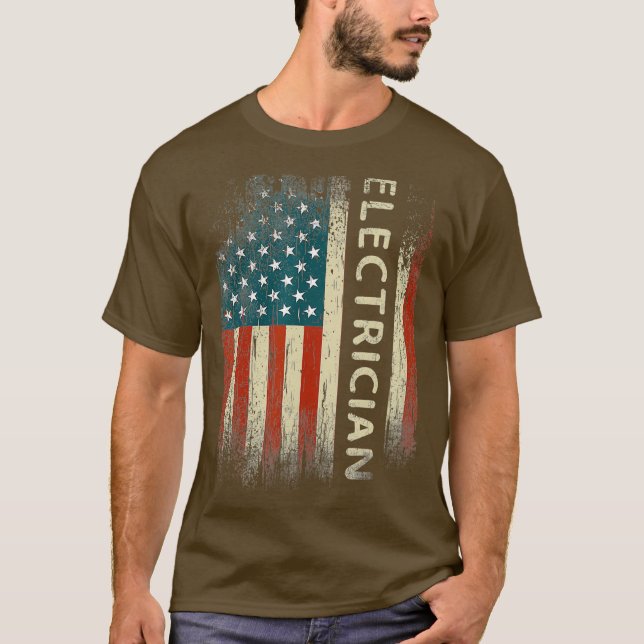 Camiseta Elétrico Patriótico Oferece Bandeira Americana Eng (Frente)