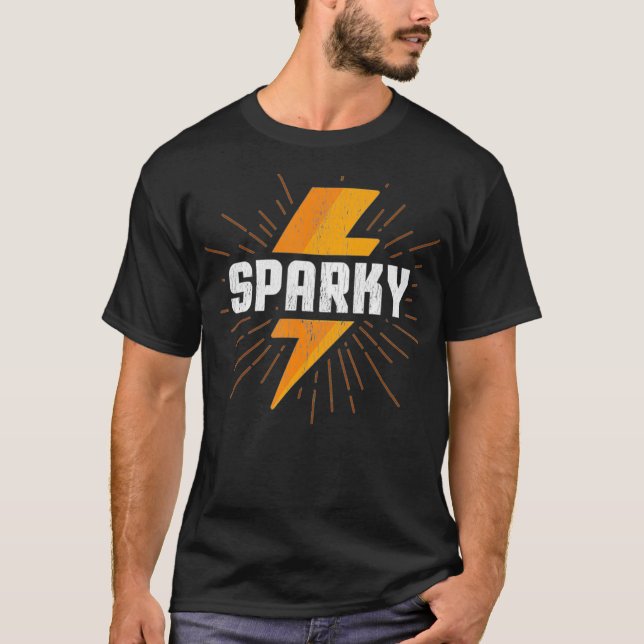 Camiseta Elétrico Presente Funny Sparky Apelido Lightning B (Frente)