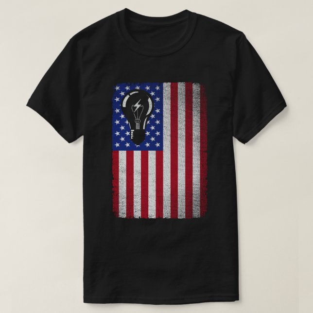 Camiseta Elétricos de Bandeira Patriótica Americana (Frente do Design)