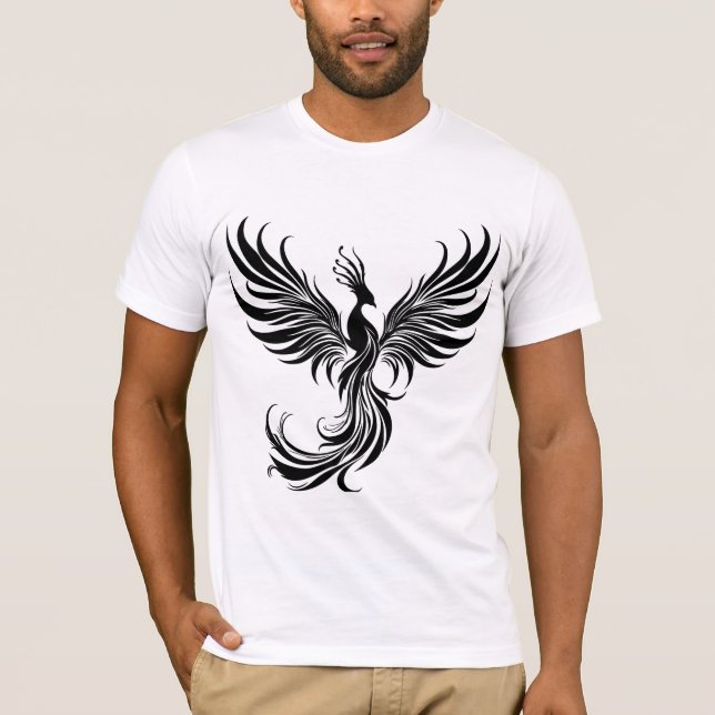 Camiseta Elevação da Fênix - Camisa-T de Pássaros Míticos F (Frente)