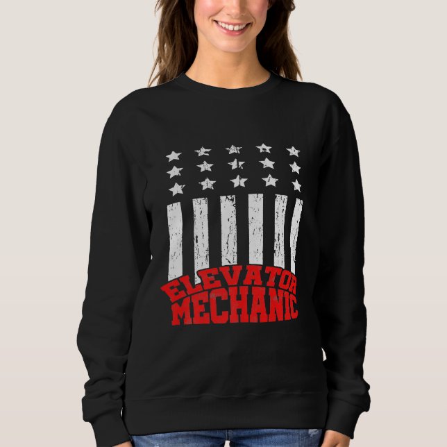 Camiseta Elevator Mechanical Maintenance Life USA Flag Tech (Frente)