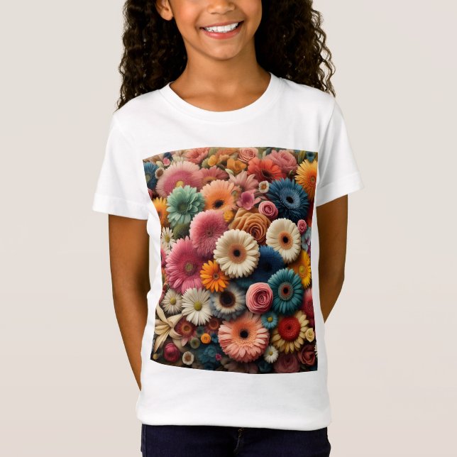 Camiseta Eleve Seu Espaço Gerbera Daisy Floral Colorida  (Frente)