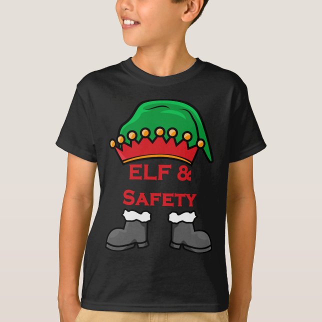 Camiseta Elf And Safety, Funny Health &amp; Safety Elf Long (Frente)